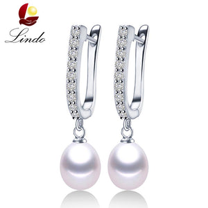 Top Sale natural pearl earrings,fashion925 sterling silver jewelry, Women Dangle Drop Earrings for Wedding/Party 3 colors