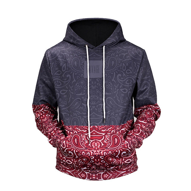 Mr.BaoLong new 2018 high quality Floral Stitching 3D printed men's hooded hoodies funny design drawstring hoodies man H64