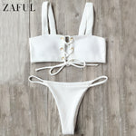 ZAFUL 2017 Hot New Push Up Bikini Sexy Lace Up Top Women Swimwear Swimsuit Beach Brazillian Bikini Set Female Bathing Suits