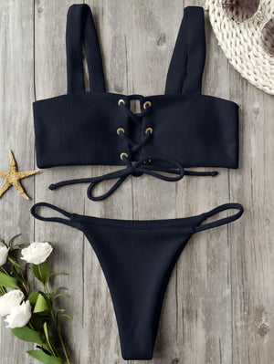 ZAFUL 2017 Hot New Push Up Bikini Sexy Lace Up Top Women Swimwear Swimsuit Beach Brazillian Bikini Set Female Bathing Suits