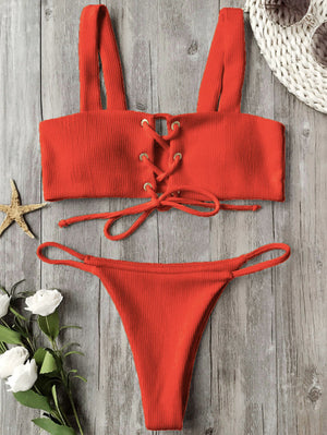 ZAFUL 2017 Hot New Push Up Bikini Sexy Lace Up Top Women Swimwear Swimsuit Beach Brazillian Bikini Set Female Bathing Suits
