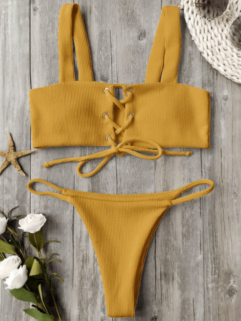 ZAFUL 2017 Hot New Push Up Bikini Sexy Lace Up Top Women Swimwear Swimsuit Beach Brazillian Bikini Set Female Bathing Suits