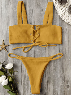 ZAFUL 2017 Hot New Push Up Bikini Sexy Lace Up Top Women Swimwear Swimsuit Beach Brazillian Bikini Set Female Bathing Suits