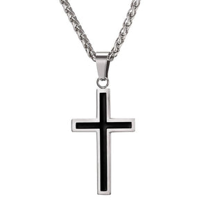 U7 Cross Enamel Pendant Necklace Stainless Steel Black Gold Color For Men/Women Religious Christian Jewelry Christmas Gifts P581