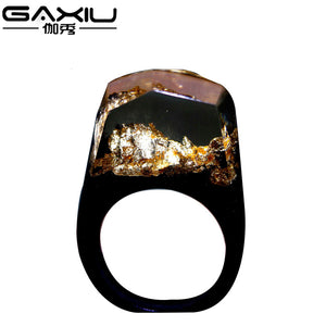 Handmade Wood Resin Male Ring Wooden Secret Magic Forest Men's Ring Jewelry Water Wave Hip Hop Fashion Punk Wood Rings For Men