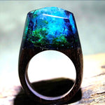 Wood Resin Ring For Women Male Handmade Wooden Secret Magic Forest Band Men's Jewelry Hip Hop Fashion Punk Wood Rings Men Anel