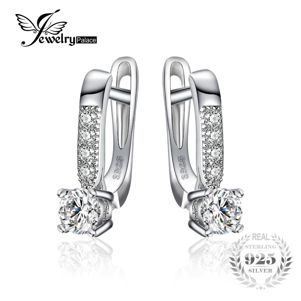 JewelryPalace 1ct Clip Earrings 925 Sterling Silver Wedding Anniversary Jewelry For Women Fashion Party Gift