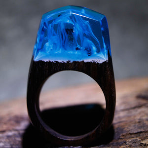 Wood Resin Ring For Women Male Handmade Wooden Secret Magic Forest Band Men's Jewelry Hip Hop Fashion Punk Wood Rings Men Anel