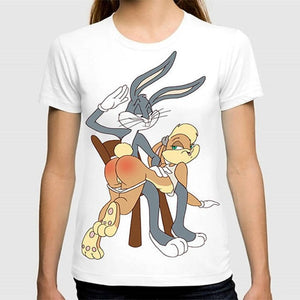 Rabbit Bunny and Lola T-Shirt Men and Women Bugs Cartoon Tee big Size S-XXXL