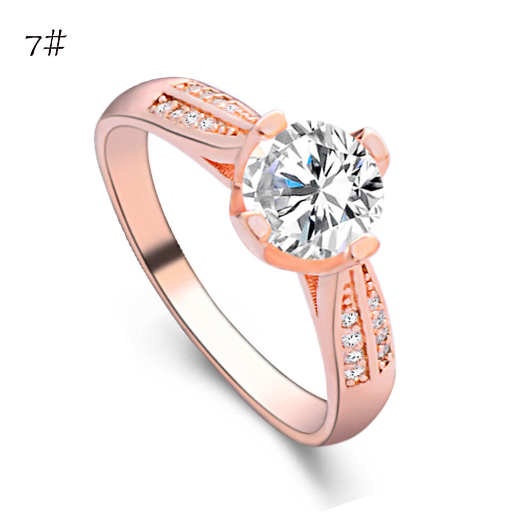 Flower Crystal Wedding Ring For Women Jewelry Accessories Rose Gold Gold Engagem