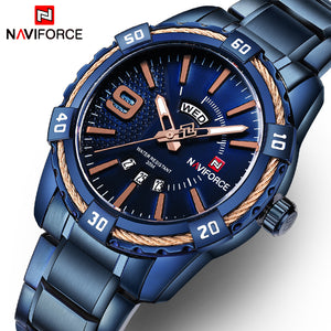 NAVIFORCE Fashion Casual Brand Waterproof Quartz Watch Men Military Stainless Steel Sports Watches Man Clock Relogio Masculino