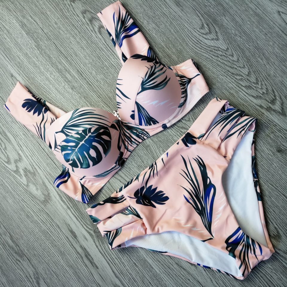 Sexy Bikinis Women Swimsuit 2018 Summer Cut Out Bathing Suits Push Up Bikini Print Swimwear Beach Wear With Underwire Biquini