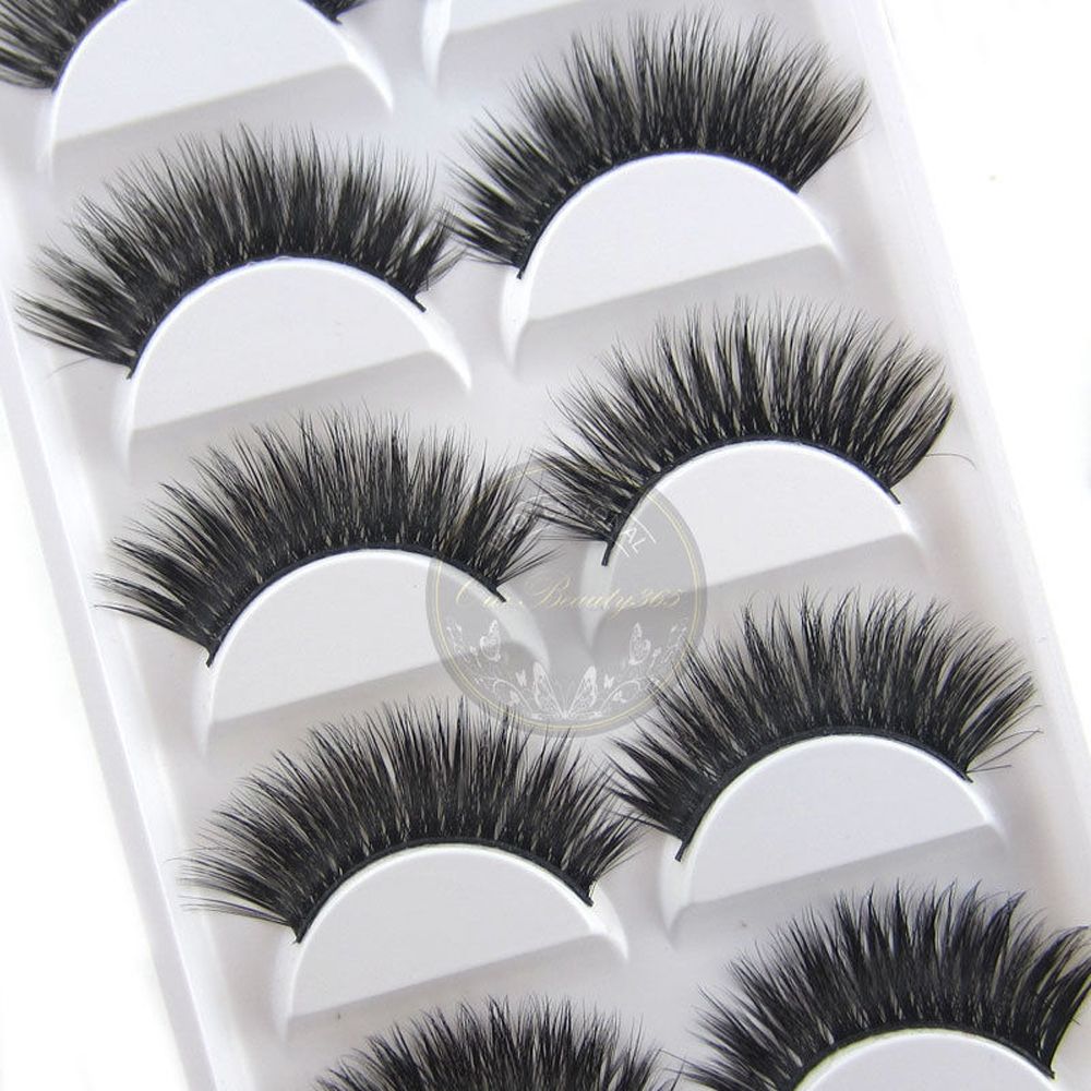 False eyelashes 5 pairs Luxurious 3D False Eye lashes Cross Natural Long Thick Lashes Beauty Women Makeup Decorative Cosmetic