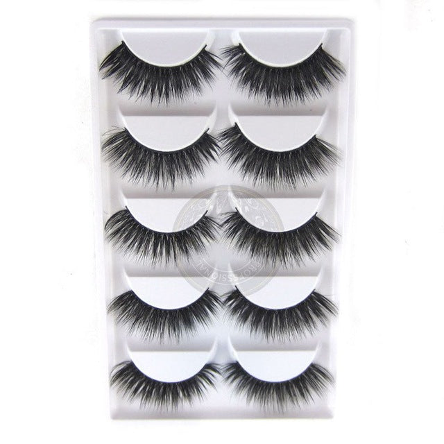 False eyelashes 5 pairs Luxurious 3D False Eye lashes Cross Natural Long Thick Lashes Beauty Women Makeup Decorative Cosmetic