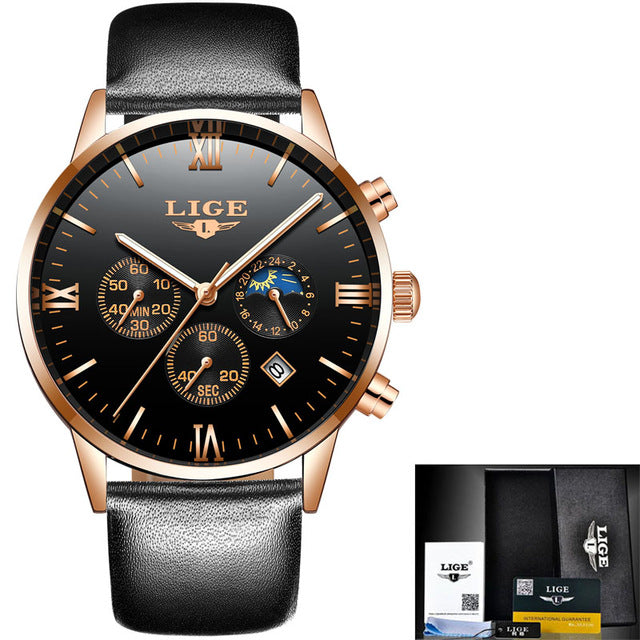 LIGE Watch Men Fashion Sports Quartz Clock Mens Watches Top Brand Luxury Full Steel Business Waterproof Watch Relogio Masculino