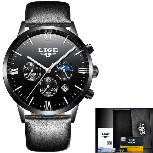 LIGE Watch Men Fashion Sports Quartz Clock Mens Watches Top Brand Luxury Full Steel Business Waterproof Watch Relogio Masculino