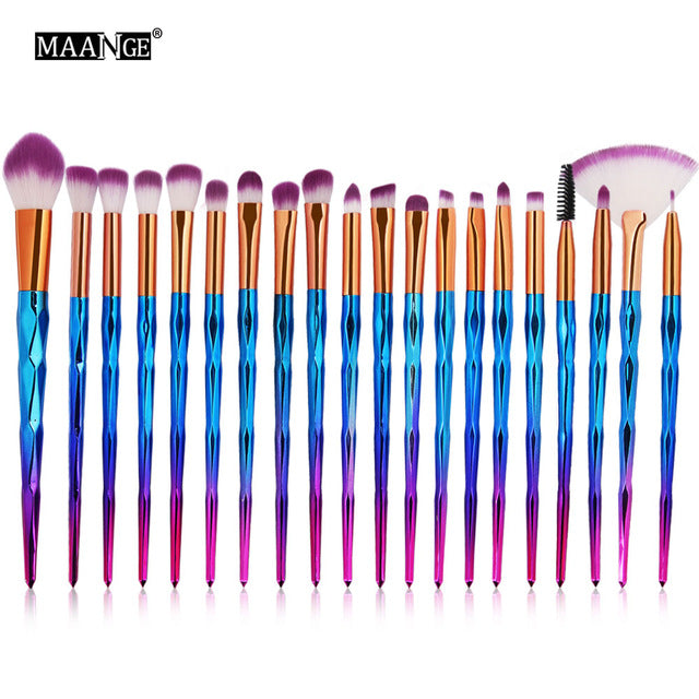 Pro Colorful Soft Makeup Brushes Set Foundation Powder Blush Eye Shadow Coutour Blending Make Up Brush Beauty Cosmetic Tool Kit