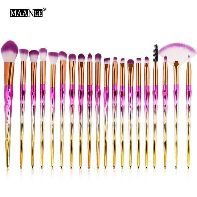 Pro Colorful Soft Makeup Brushes Set Foundation Powder Blush Eye Shadow Coutour Blending Make Up Brush Beauty Cosmetic Tool Kit