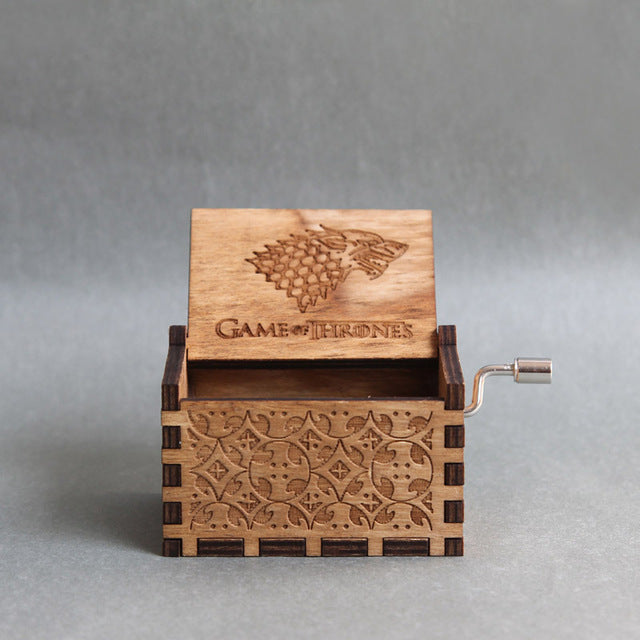 Antique Carved Music Box game of thrones harry potter Star Wars Wooden Hand Crank Theme