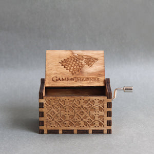 Antique Carved Music Box game of thrones harry potter Star Wars Wooden Hand Crank Theme