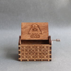 Antique Carved Music Box game of thrones harry potter Star Wars Wooden Hand Crank Theme