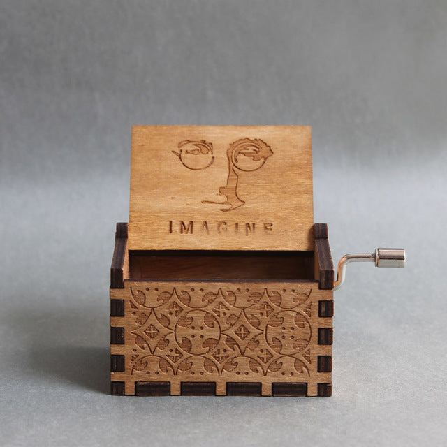 Antique Carved Music Box game of thrones harry potter Star Wars Wooden Hand Crank Theme