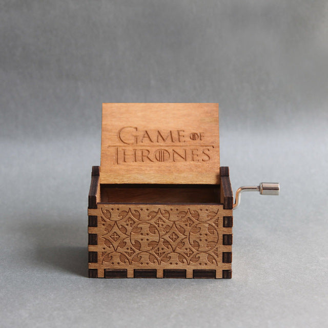 Antique Carved Music Box game of thrones harry potter Star Wars Wooden Hand Crank Theme