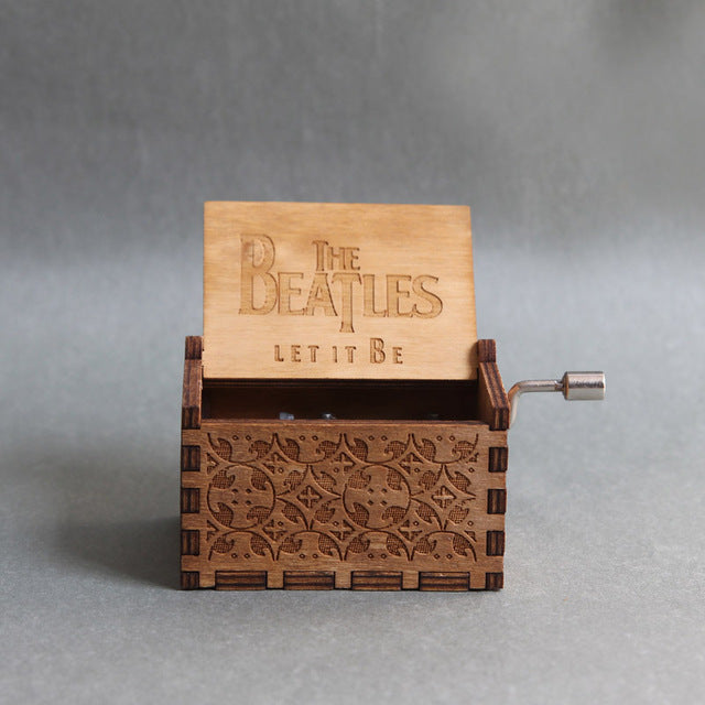 Antique Carved Music Box game of thrones harry potter Star Wars Wooden Hand Crank Theme