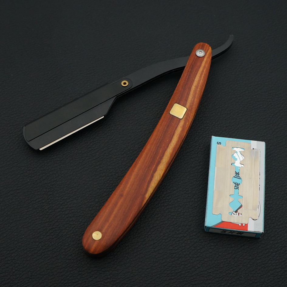 Solid wood handle barber hair cut razor shaving razor, professional barber Hair knifes razors change blade type knife