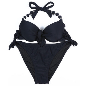 EONAR Bikinis Women 2018 Print Floral Swimsuits Brazilian Push Up Halter Bikini Set Bathing Suits Plus Size Swimwear Female XXL