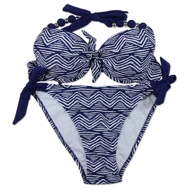 EONAR Bikinis Women 2018 Print Floral Swimsuits Brazilian Push Up Halter Bikini Set Bathing Suits Plus Size Swimwear Female XXL