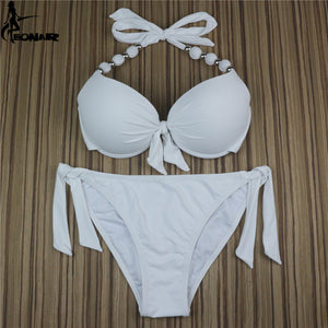 EONAR Bikinis Women 2018 Print Floral Swimsuits Brazilian Push Up Halter Bikini Set Bathing Suits Plus Size Swimwear Female XXL