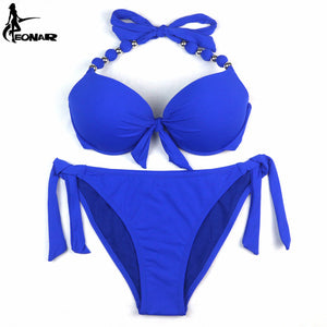 EONAR Bikinis Women 2018 Print Floral Swimsuits Brazilian Push Up Halter Bikini Set Bathing Suits Plus Size Swimwear Female XXL