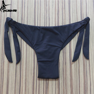 2018 Sexy Solid Thong Bikini Brazilian Cut Swimwear Women Bottom Adjustable Briefs Swimsuit Panties Underwear Thong Bathing Suit