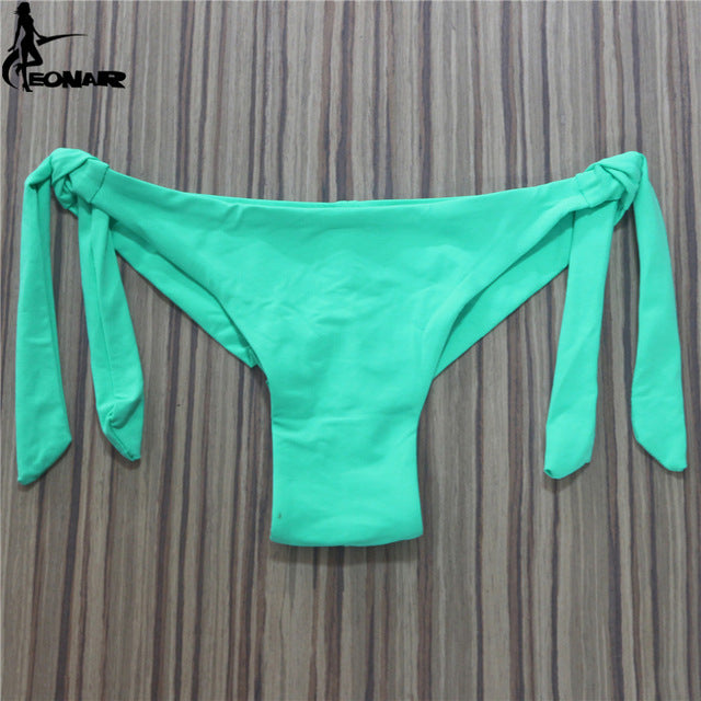 2018 Sexy Solid Thong Bikini Brazilian Cut Swimwear Women Bottom Adjustable Briefs Swimsuit Panties Underwear Thong Bathing Suit