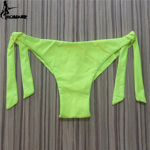 2018 Sexy Solid Thong Bikini Brazilian Cut Swimwear Women Bottom Adjustable Briefs Swimsuit Panties Underwear Thong Bathing Suit