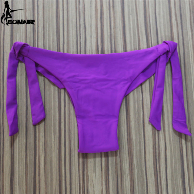 2018 Sexy Solid Thong Bikini Brazilian Cut Swimwear Women Bottom Adjustable Briefs Swimsuit Panties Underwear Thong Bathing Suit