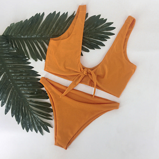 Itsroya 6 color Women's Swimwear Hanging neck design Two Pieces Sexy 2017 New Arrival  Swimwear high waist plaid bikini suit
