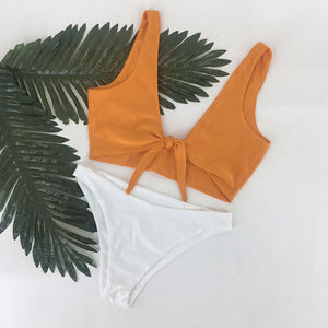 Itsroya 6 color Women's Swimwear Hanging neck design Two Pieces Sexy 2017 New Arrival  Swimwear high waist plaid bikini suit