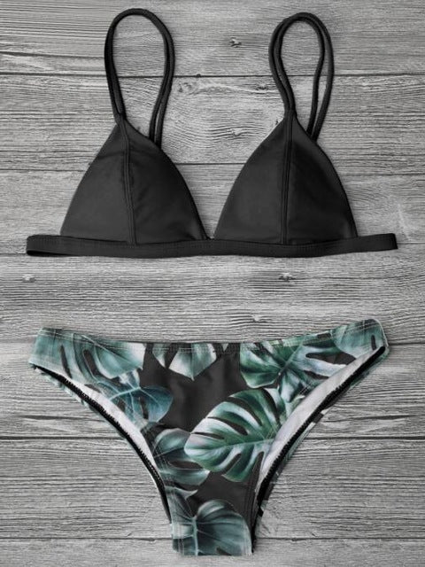 ZAFUL Sexy Brazilian Bikini Set Swimwear Women Swimsuit Bathing Suit Cami Palm Leaf Print Biquini Swim Suit Maillot De Bain