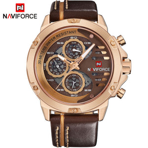 NAVIFORCE Mens Watches Top Brand Luxury Waterproof 24 hour Date Quartz Watch Man Leather Sport Wrist Watch Men Waterproof Clock