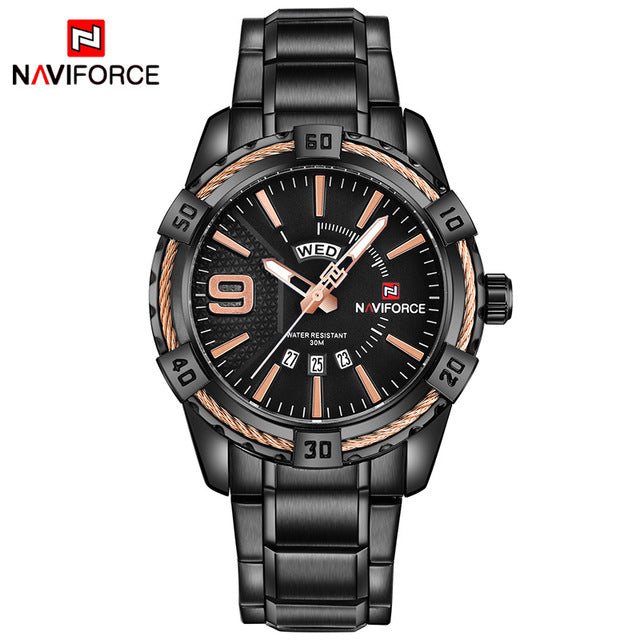 NAVIFORCE Fashion Casual Brand Waterproof Quartz Watch Men Military Stainless Steel Sports Watches Man Clock Relogio Masculino