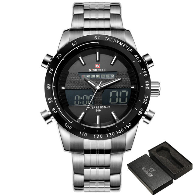 Luxury Brand NAVIFORCE Men Fashion Sport Watches Men's Quartz Digital Analog Clock Man Full Steel Wrist Watch relogio masculino