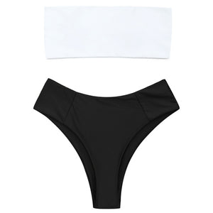 Belleziva Ribbed Bandeau Bikini Set High Cut Sexy Brazilian Bikini Swimwear Female Bathing Suit Women Sexy Swimsuit Biquinis