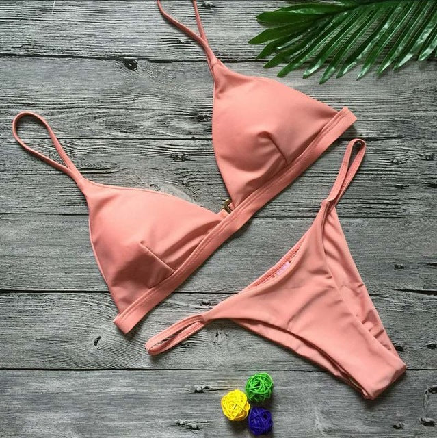 Vertvie 2018 Brand Yellow Women Sexy Brazilian Thong Bikini Swim Set Swimwear Low Waist Swimsuit Beach Bikini Swim Bathing Suit