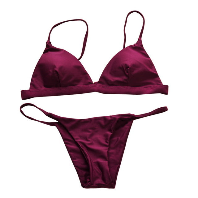 Vertvie 2018 Brand Yellow Women Sexy Brazilian Thong Bikini Swim Set Swimwear Low Waist Swimsuit Beach Bikini Swim Bathing Suit