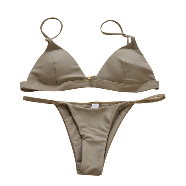 Vertvie 2018 Brand Yellow Women Sexy Brazilian Thong Bikini Swim Set Swimwear Low Waist Swimsuit Beach Bikini Swim Bathing Suit