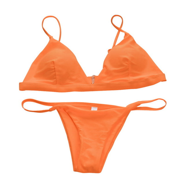 Vertvie 2018 Brand Yellow Women Sexy Brazilian Thong Bikini Swim Set Swimwear Low Waist Swimsuit Beach Bikini Swim Bathing Suit