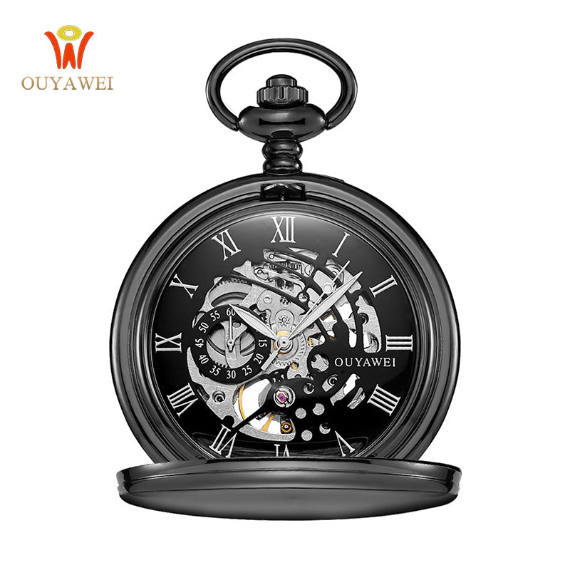 Antique Skeleton Mechanical Pocket Watch gift Men Chain Necklace Business Casual Pocket & Fob Watches OUYAWEI Luxury watch