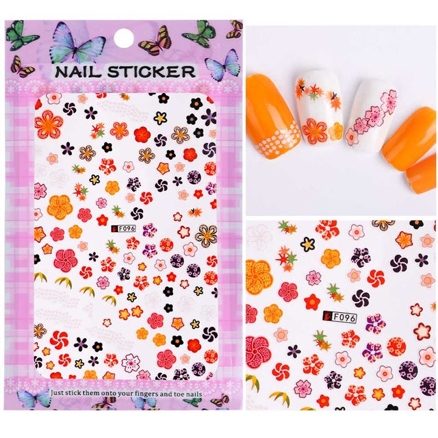 1 Sheet Embossed 3D Nail Stickers Blooming Flower 3D Nail Art Stickers Decals Adhesive Manicure Nail Art Tips Decoration SAF199